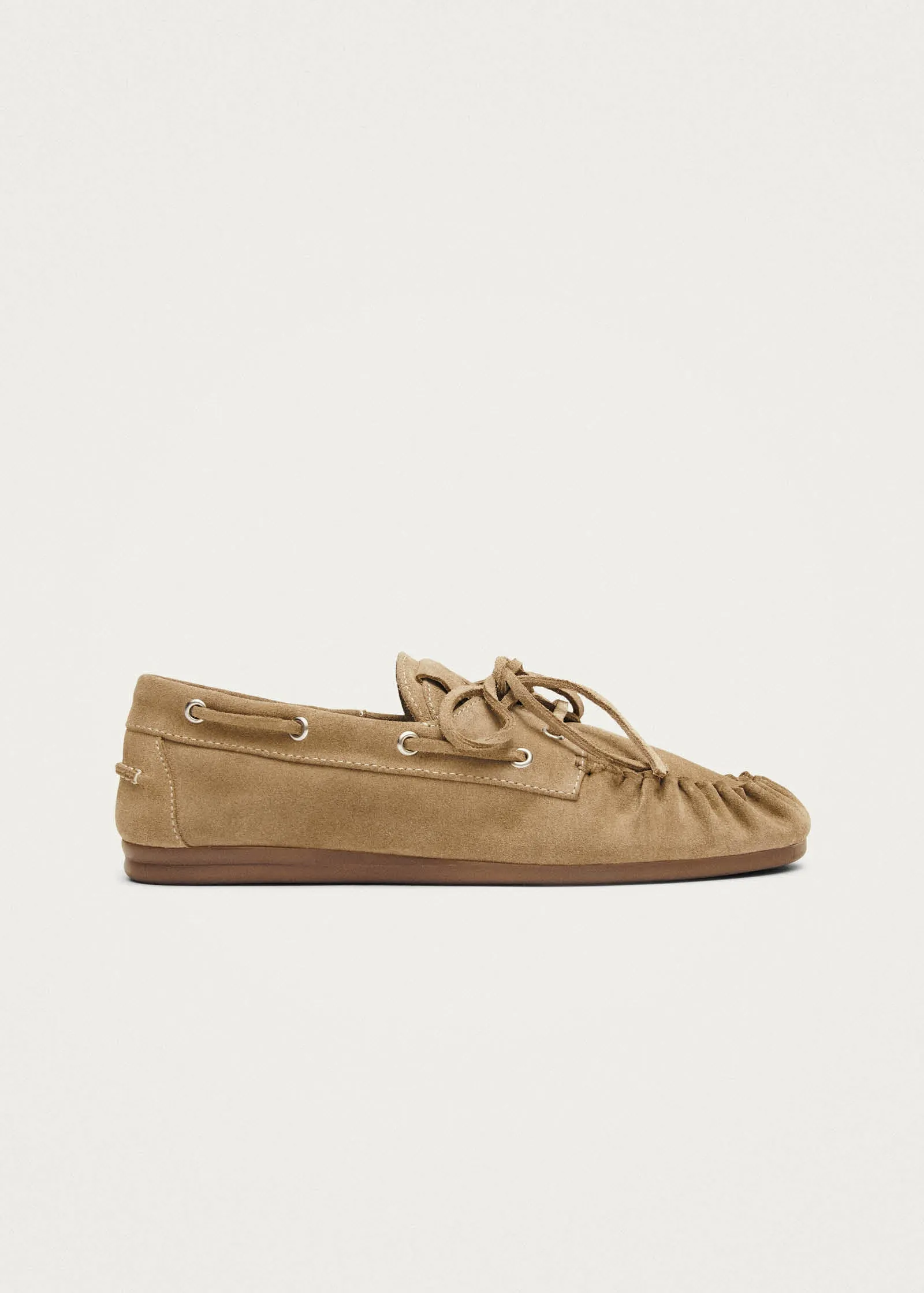 Rowan Suede Beige Leather Loafers sold by Alohas