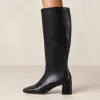 Chalk Black Vegan Leather Boots sold by Alohas