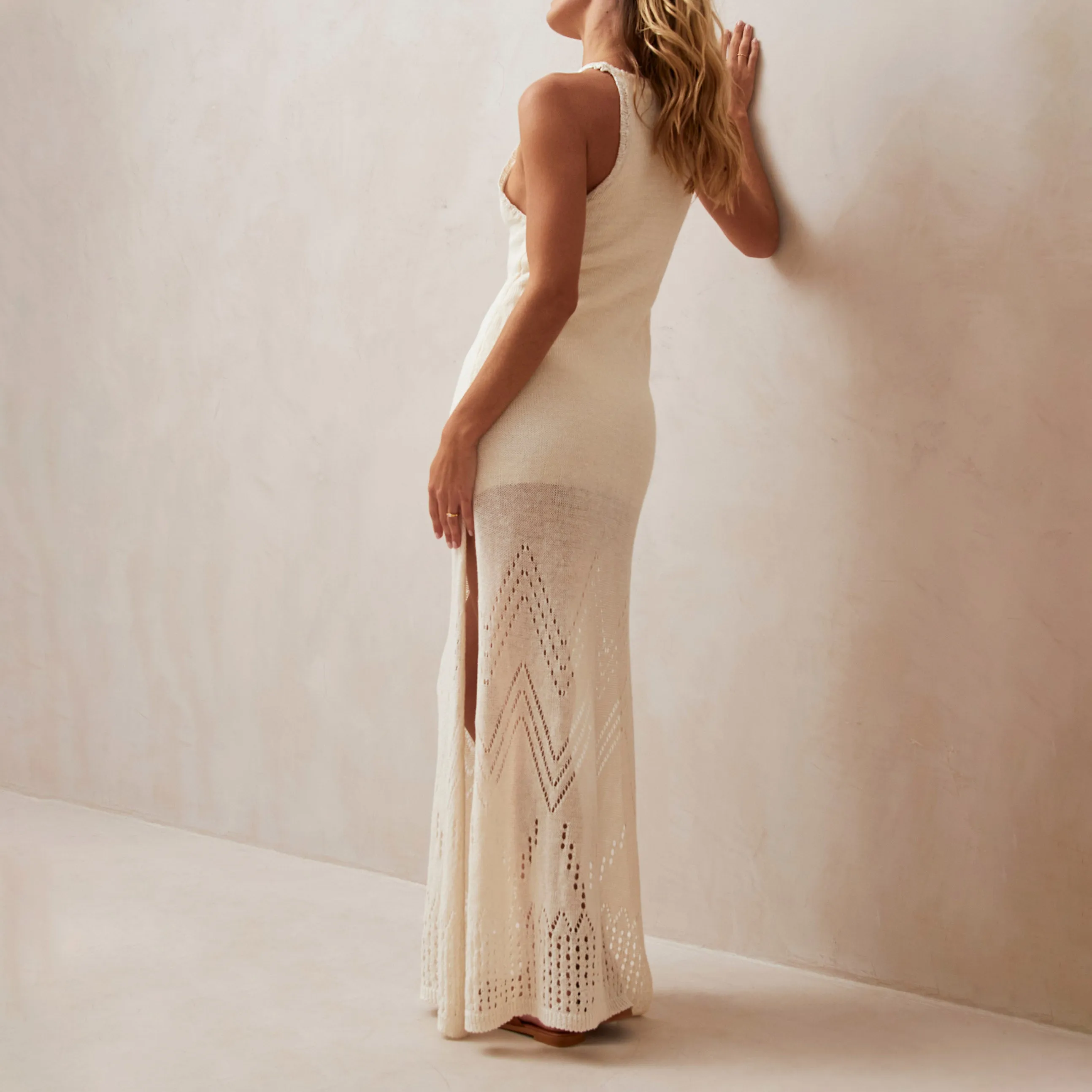 Sorrento Ecru Tricot Maxi Dress sold by Alohas product image thumbnail 3