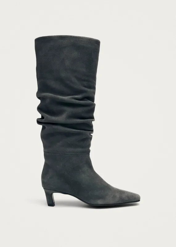 Kalila Suede Grey Leather Boots sold by Alohas
