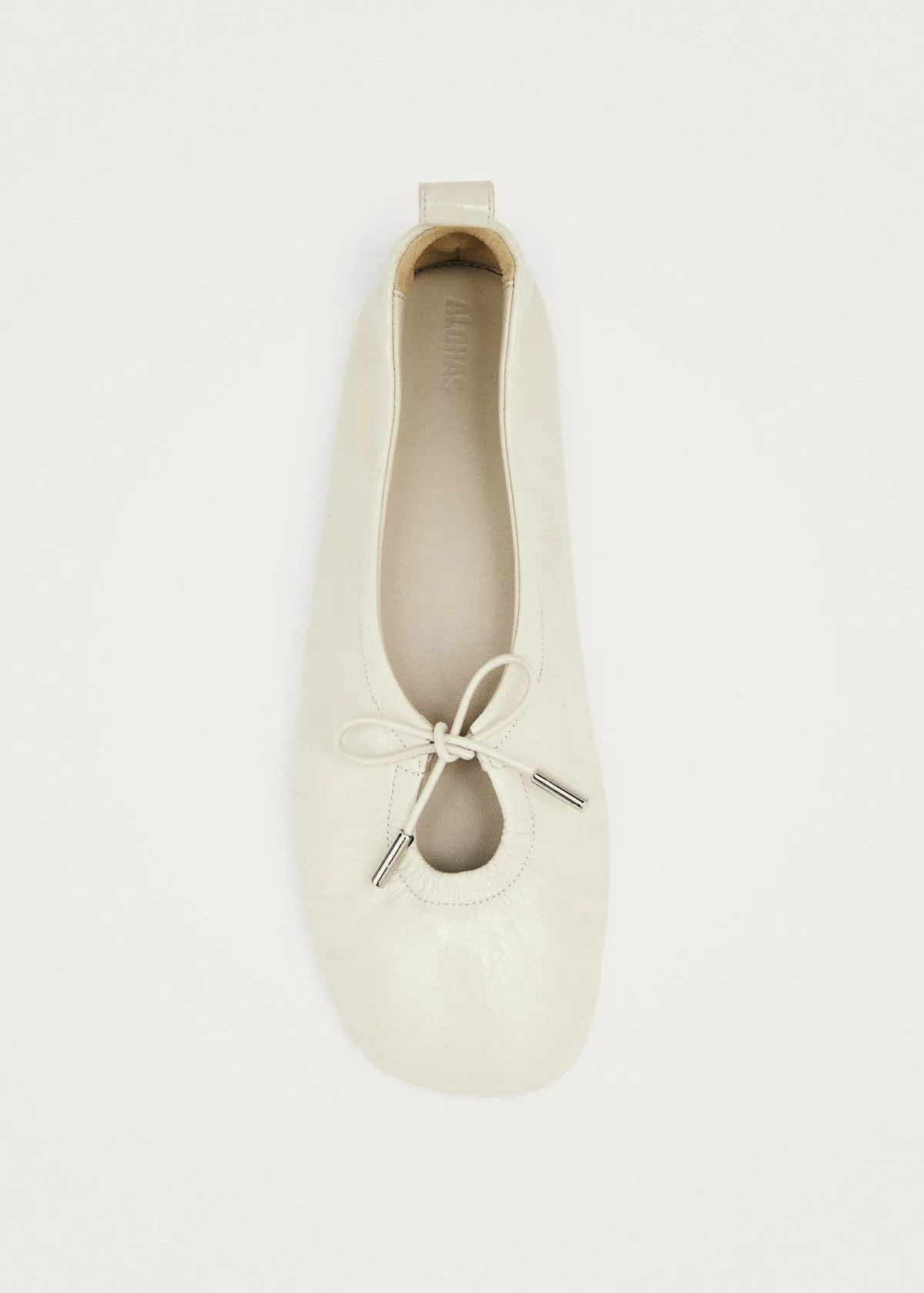Rosalind Patent Cream Leather Ballet Flats sold by Alohas