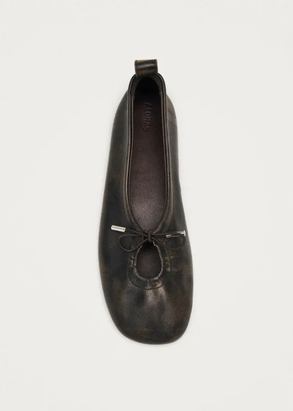Rosalind Brushed Brown Leather Ballet Flats sold by Alohas