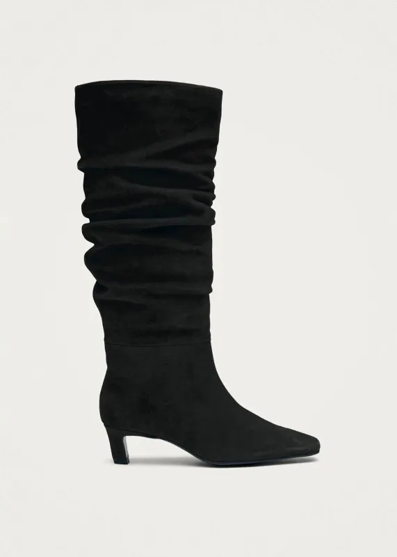 Kalila Suede Black Leather Boots sold by Alohas
