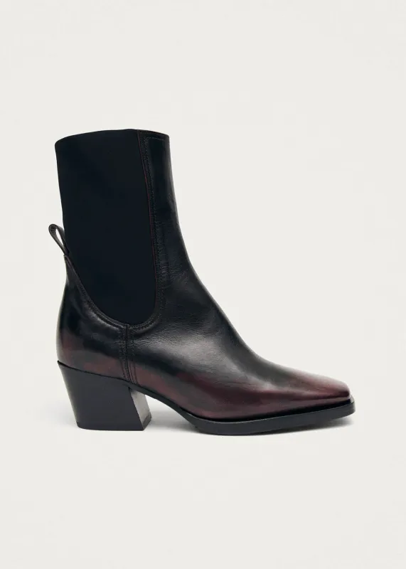 Hayes Brushed Burgundy Leather Ankle Boots sold by Alohas