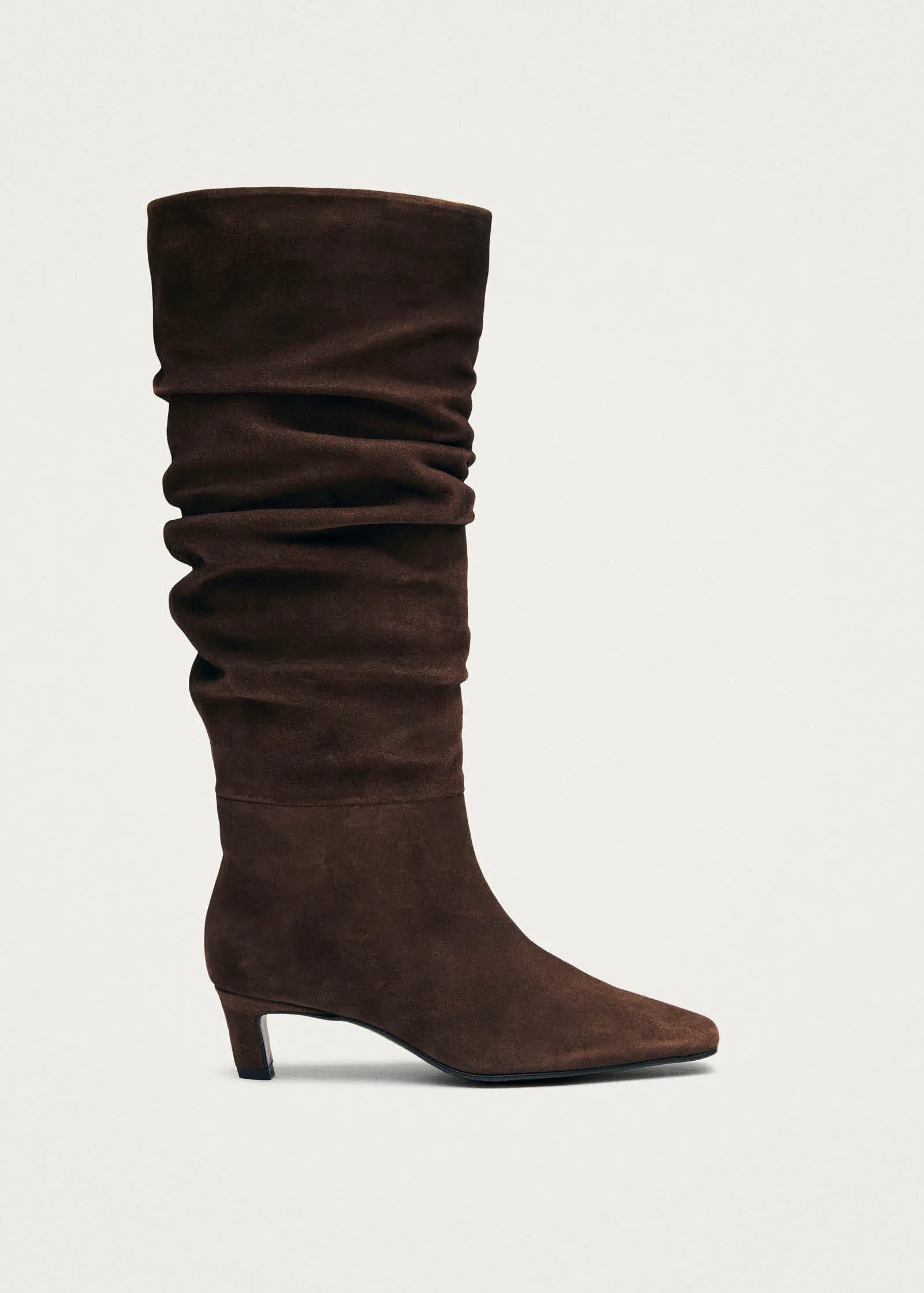 Kalila Suede Brown Leather Boots sold by Alohas