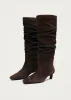 Kalila Suede Brown Leather Boots sold by Alohas