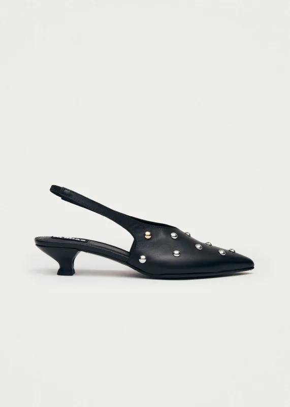 Eros Studs Black Leather Pumps sold by Alohas
