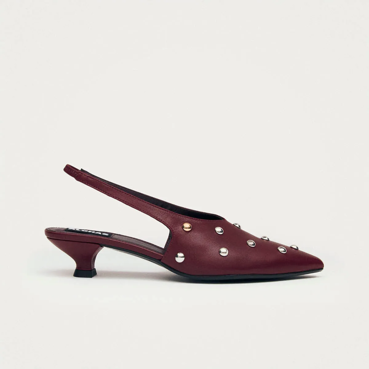 Eros Studs Burgundy Leather Pumps sold by Alohas product image thumbnail 3