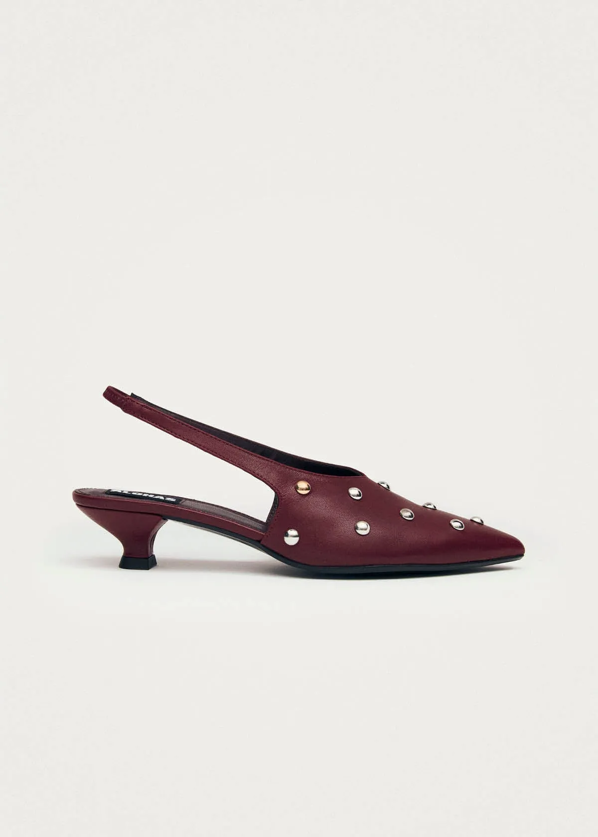 Eros Studs Burgundy Leather Pumps sold by Alohas