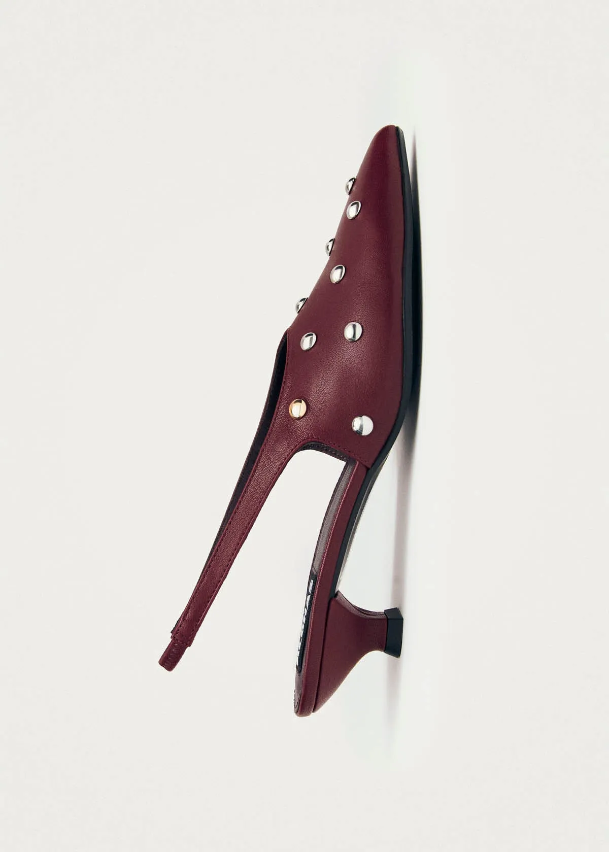 Eros Studs Burgundy Leather Pumps sold by Alohas product image thumbnail 4