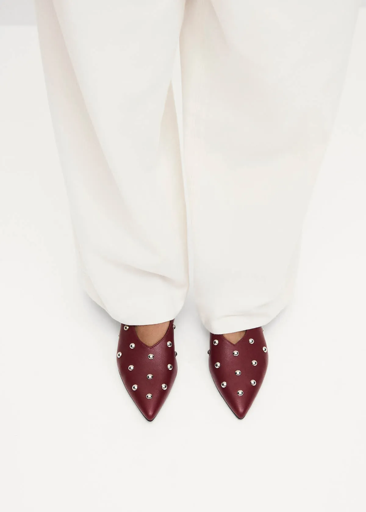 Eros Studs Burgundy Leather Pumps sold by Alohas product image thumbnail 2