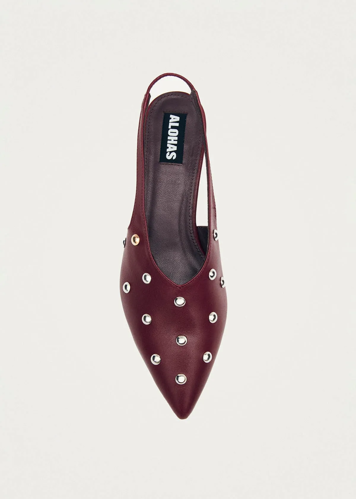 Eros Studs Burgundy Leather Pumps sold by Alohas product image thumbnail 5