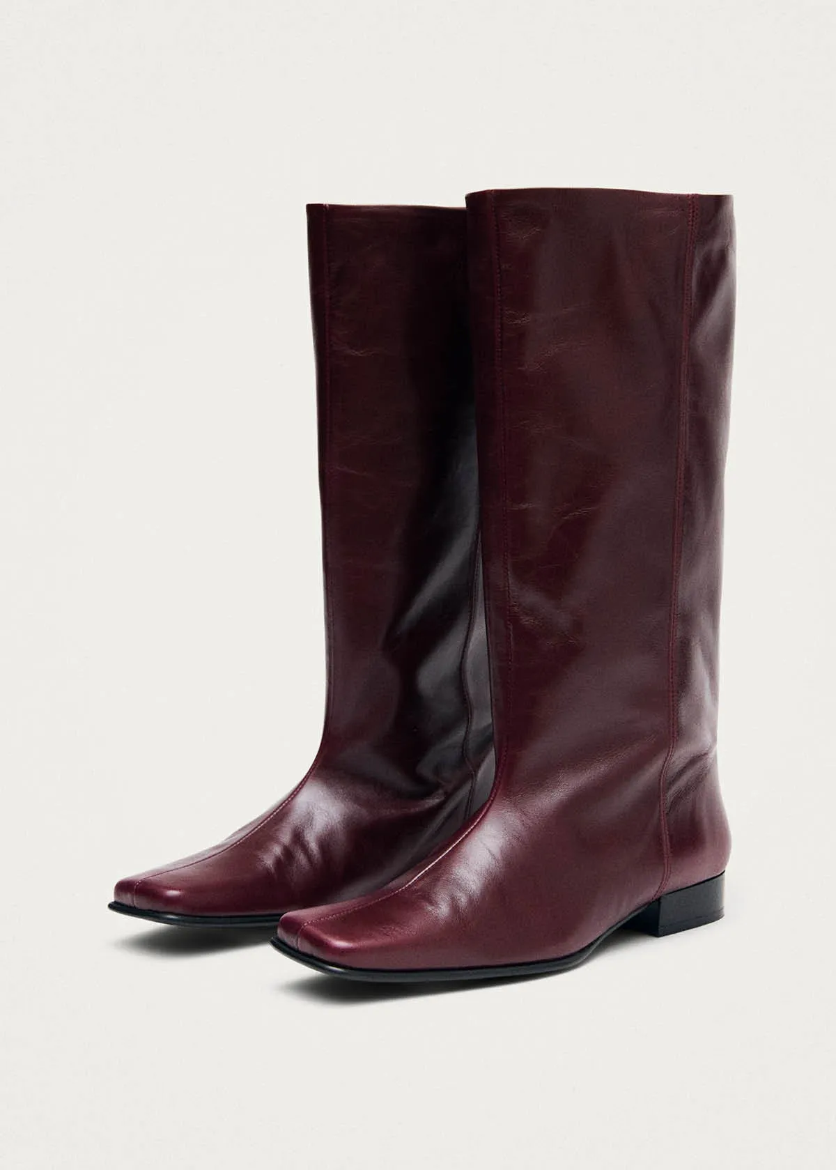 Thalina Rift Burgundy Leather Boots sold by Alohas product image thumbnail 5