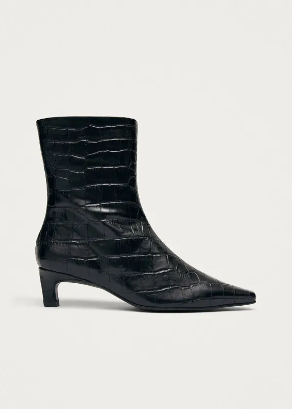 Ambar Alli Black Leather Ankle Boots sold by Alohas