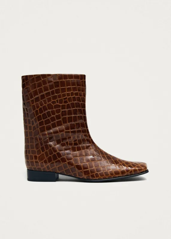 Quinn Alli Brown Leather Ankle Boots sold by Alohas