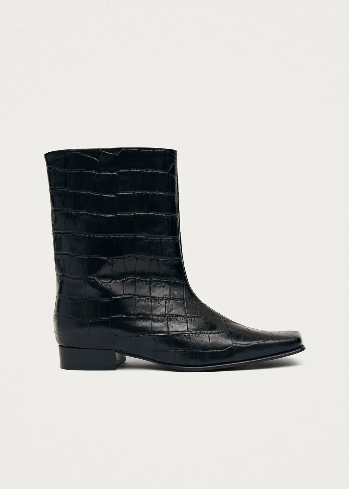 Quinn Alli Black Leather Ankle Boots sold by Alohas
