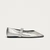 Lautan Shimmer Silver Leather Ballet Flats sold by Alohas