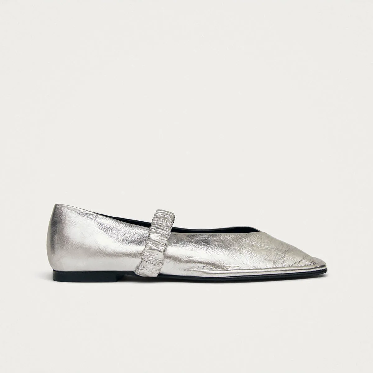 Lautan Shimmer Silver Leather Ballet Flats sold by Alohas product image thumbnail 3