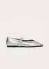 Lautan Shimmer Silver Leather Ballet Flats sold by Alohas