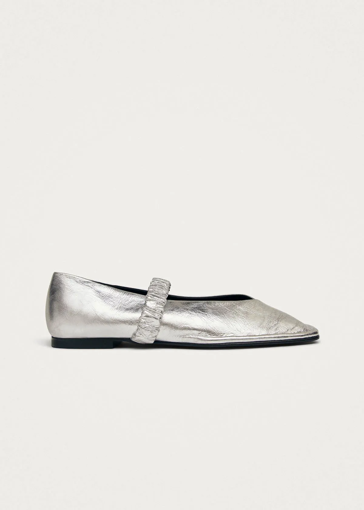Lautan Shimmer Silver Leather Ballet Flats sold by Alohas