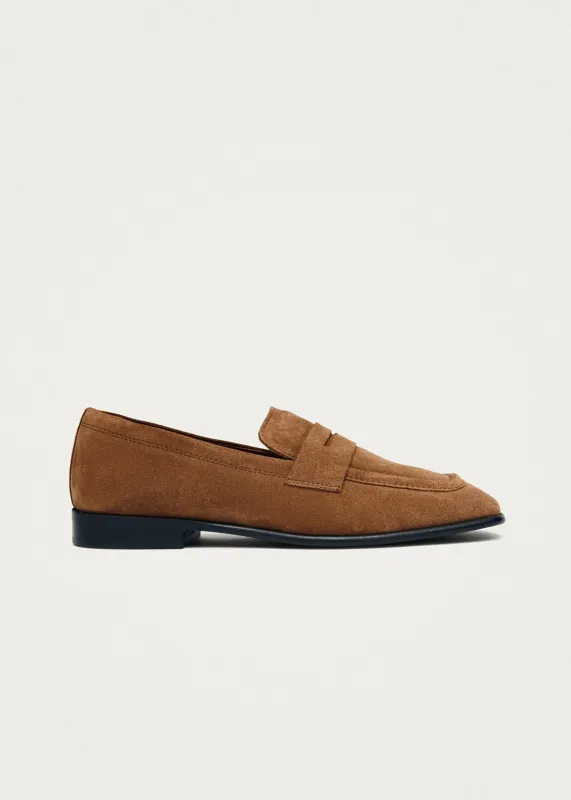 Zaha Suede Tan Leather Loafers sold by Alohas
