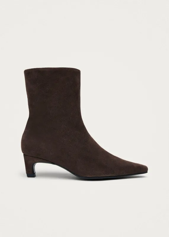 Ambar Suede Brown Leather Ankle Boots sold by Alohas
