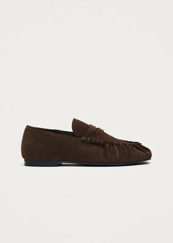 Aven Suede Brown Leather Loafers sold by Alohas