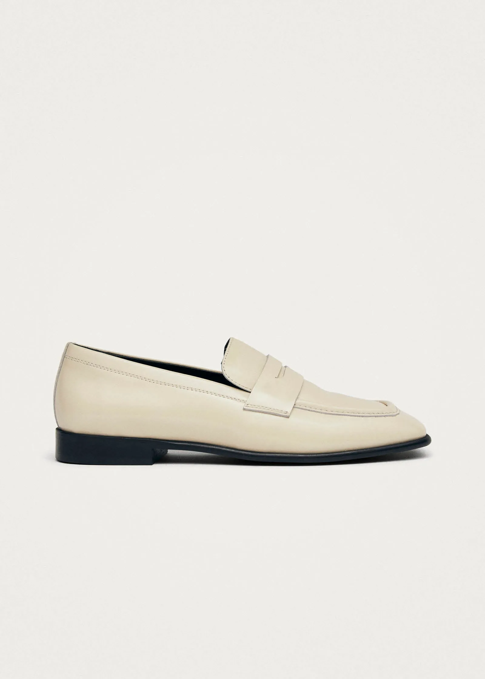 Zaha Cream Leather Loafers sold by Alohas
