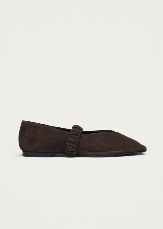 Lautan Suede Brown Leather Ballet Flats sold by Alohas
