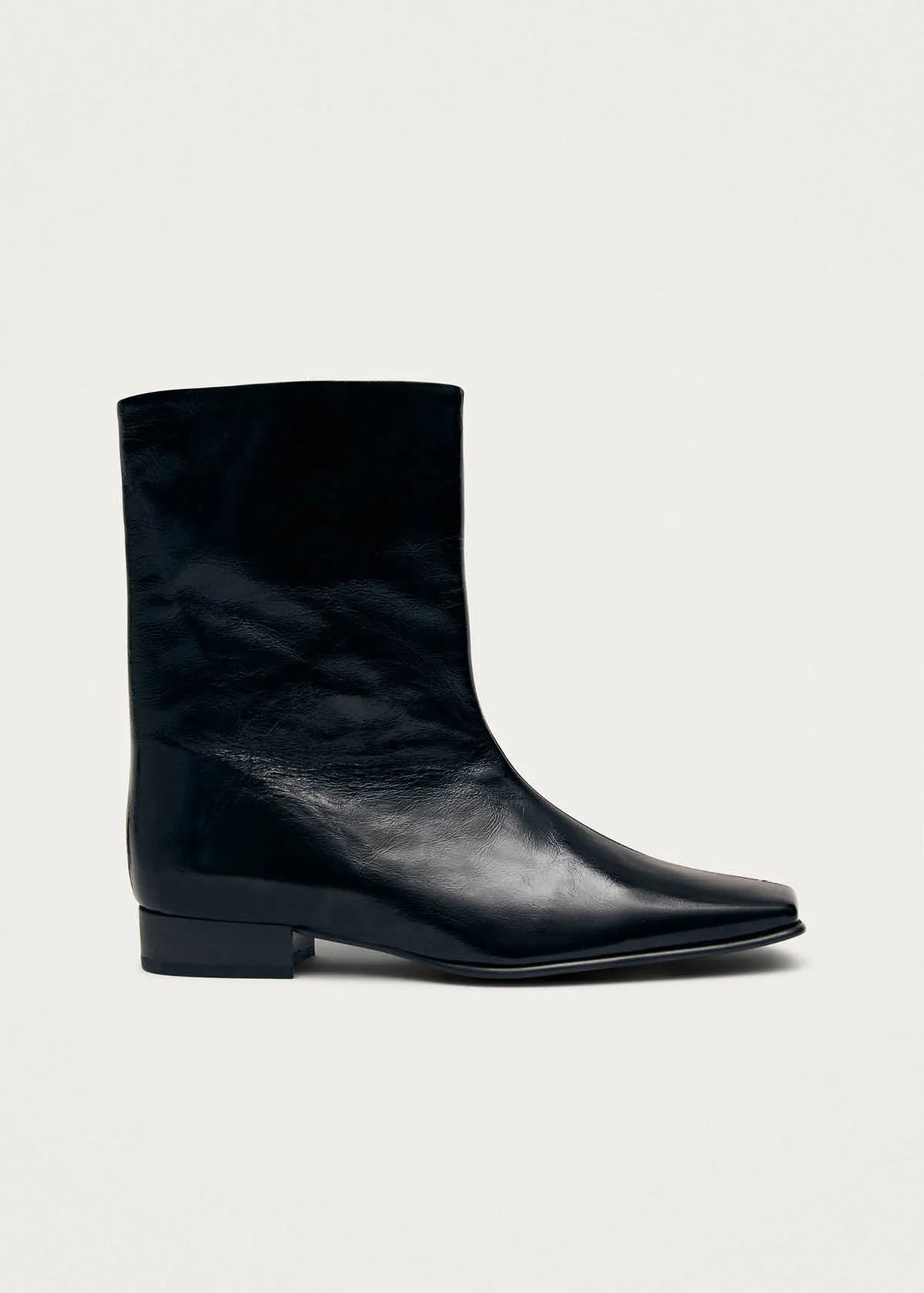 Quinn Rift Black Leather Ankle Boots sold by Alohas