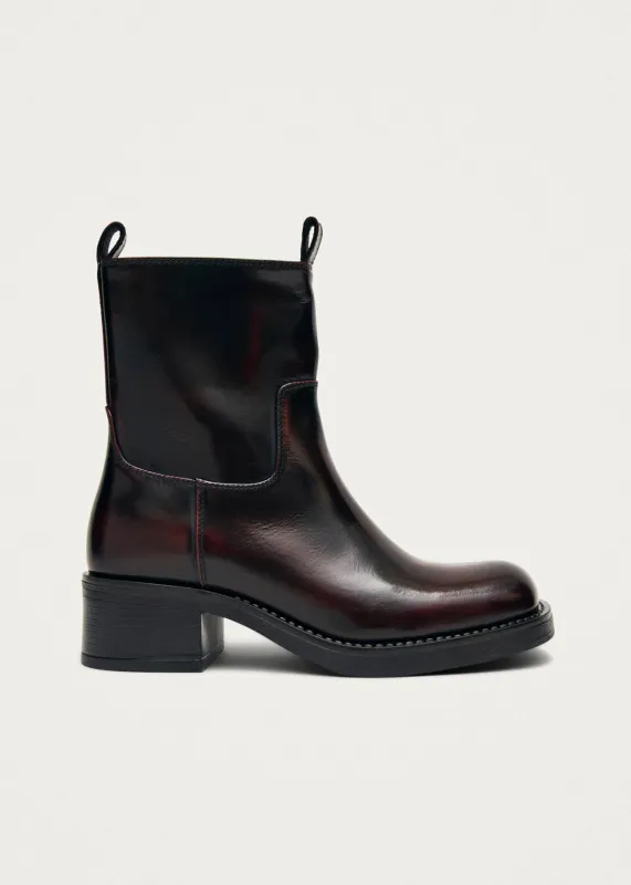 Sierra Brushed Burgundy Leather Ankle Boots sold by Alohas