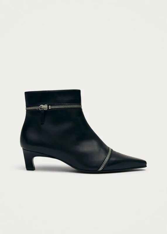 Lunaria Black Leather Ankle Boots sold by Alohas