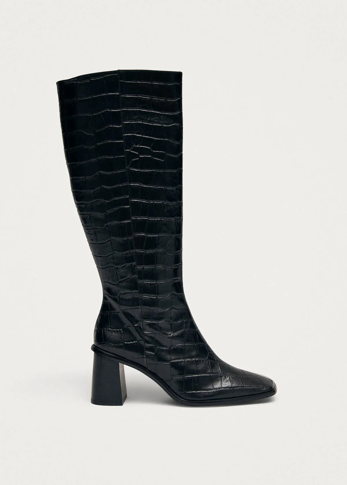 East Alli Total Black Leather Boots sold by Alohas