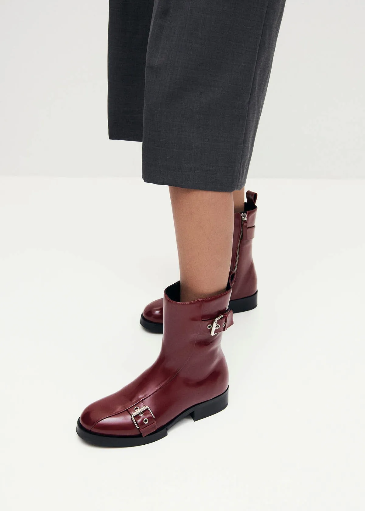 Agyness Burgundy Leather Ankle Boots sold by Alohas product image thumbnail 2