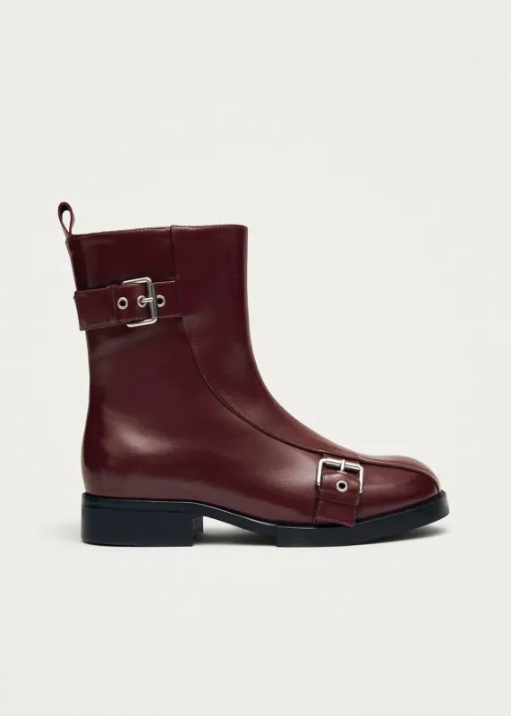 Agyness Burgundy Leather Ankle Boots sold by Alohas