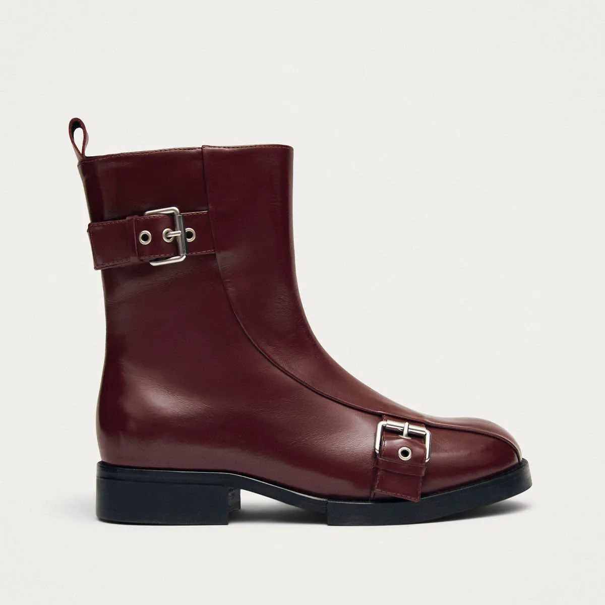 Agyness Burgundy Leather Ankle Boots sold by Alohas product image thumbnail 3