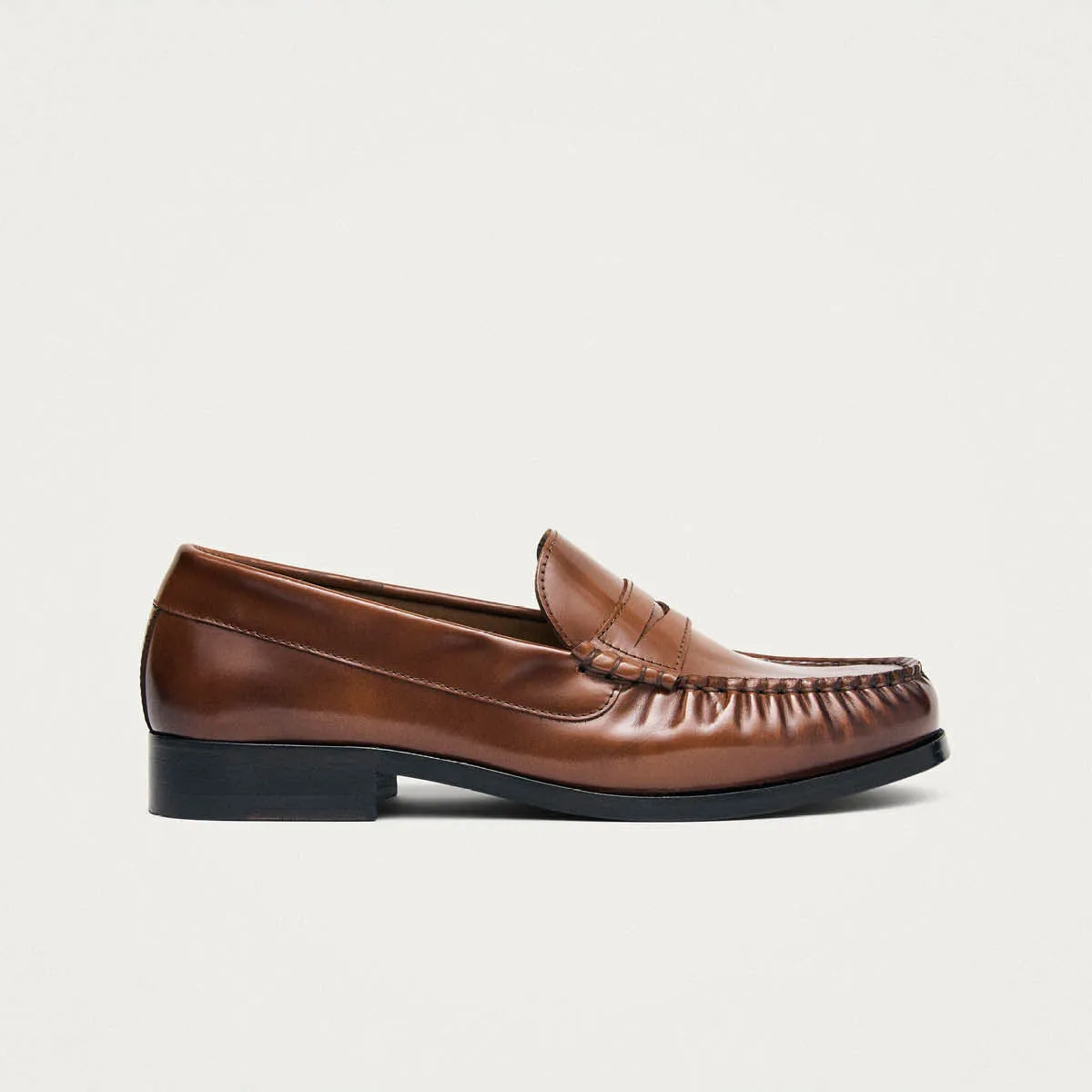 Rivet Vintage Effect Tan Leather Loafers sold by Alohas product image thumbnail 3