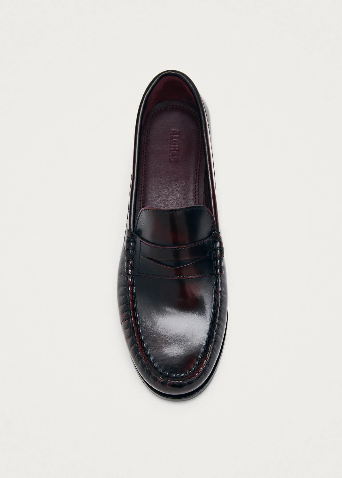 Rivet Vintage Effect Burgundy Leather Loafers sold by Alohas product image thumbnail 5