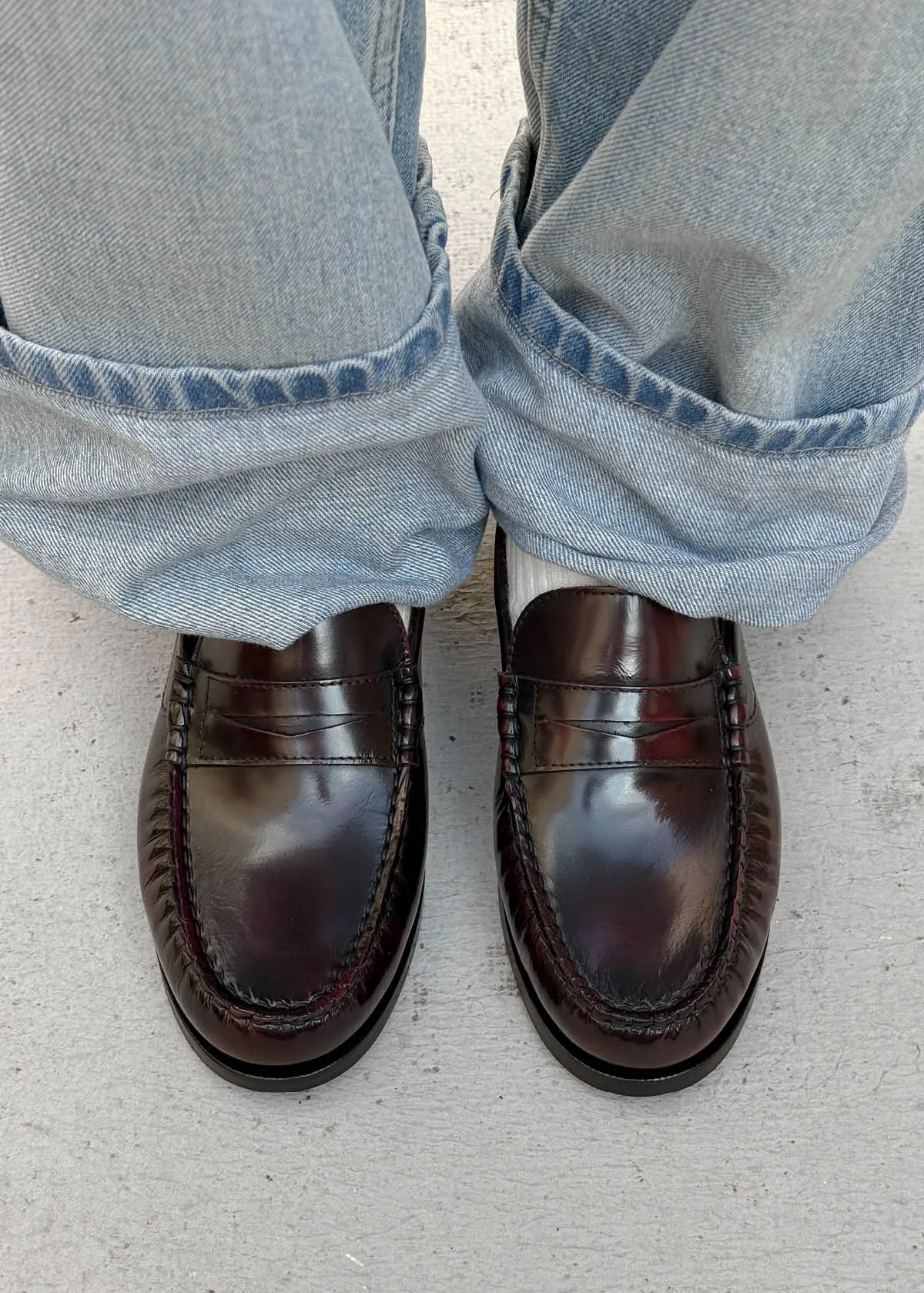 Rivet Vintage Effect Burgundy Leather Loafers sold by Alohas product image thumbnail 2