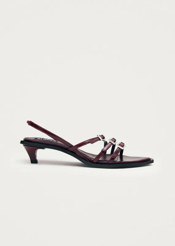 Britney Burgundy Leather Sandals sold by Alohas