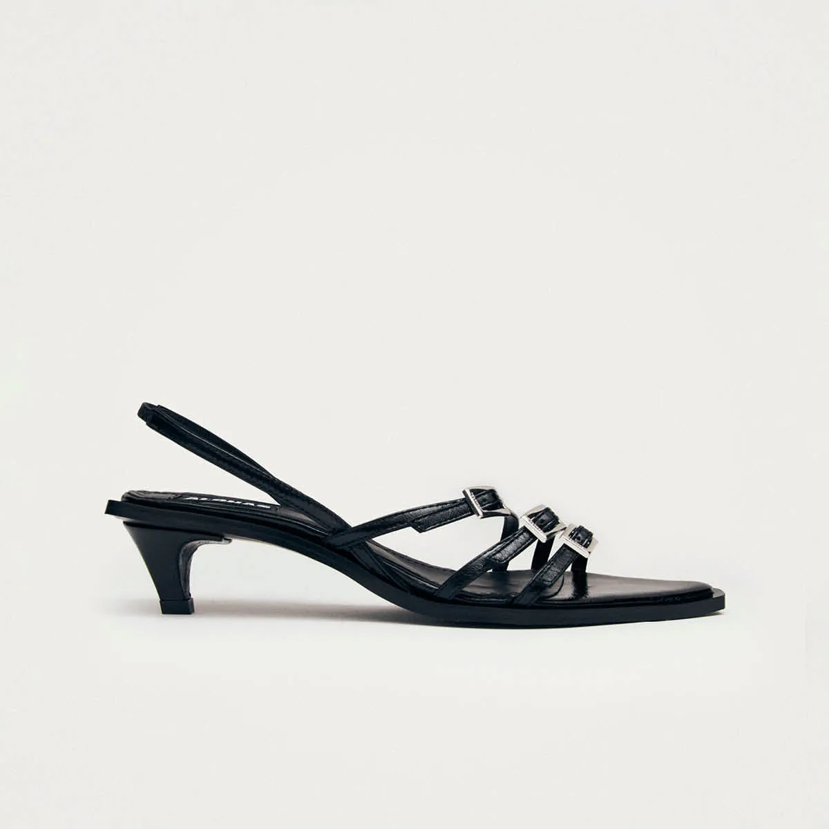 Britney Black Leather Sandals sold by Alohas product image thumbnail 3