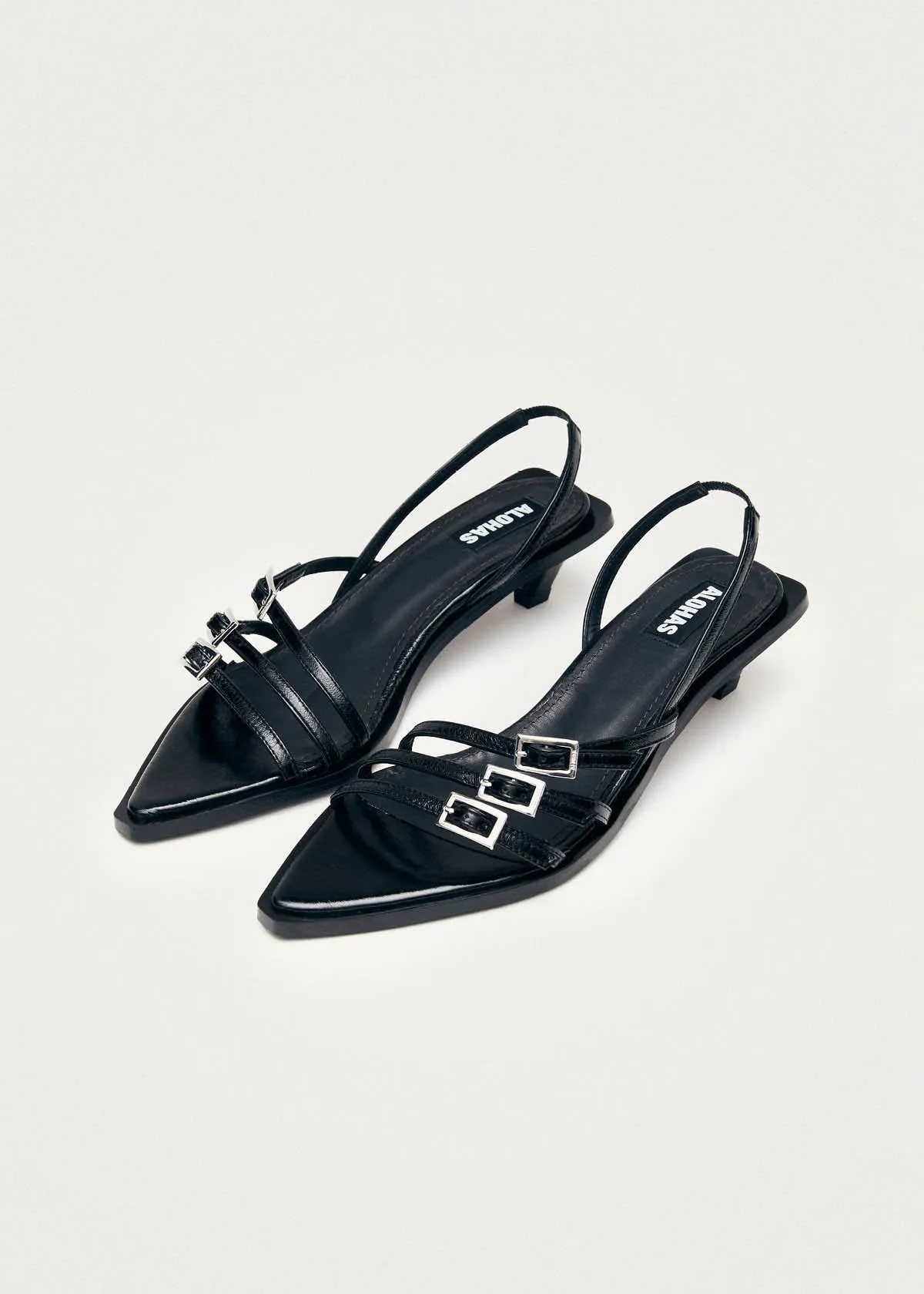 Britney Black Leather Sandals sold by Alohas product image thumbnail 4