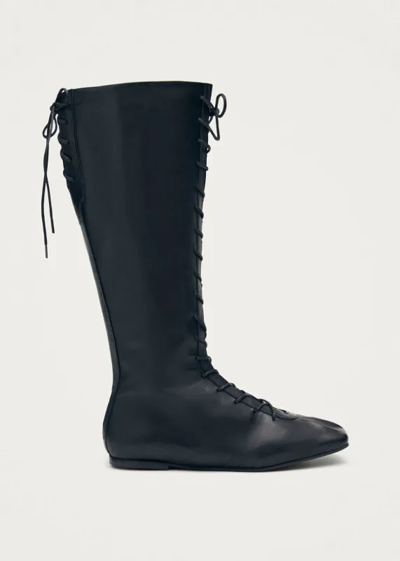 Jules Black Leather Boots sold by Alohas