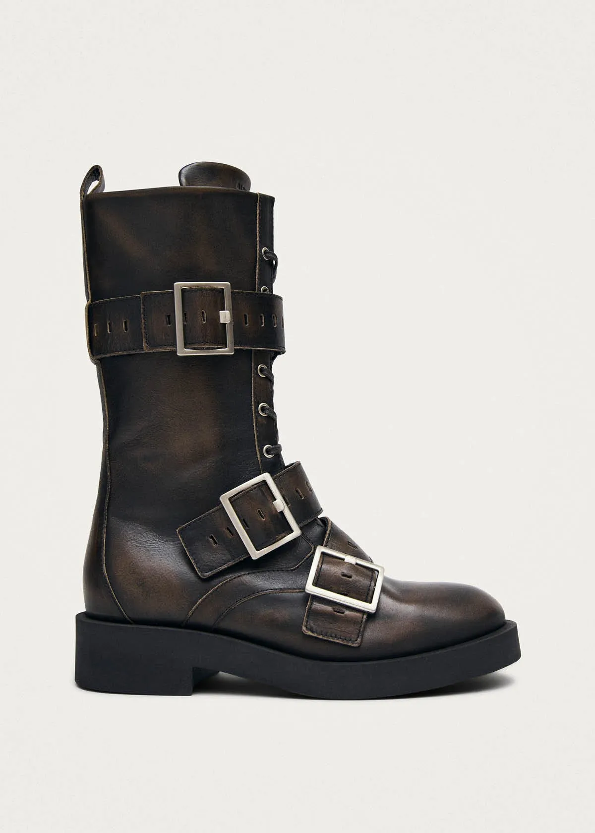 Avril Brushed Brown Leather Ankle Boots sold by Alohas