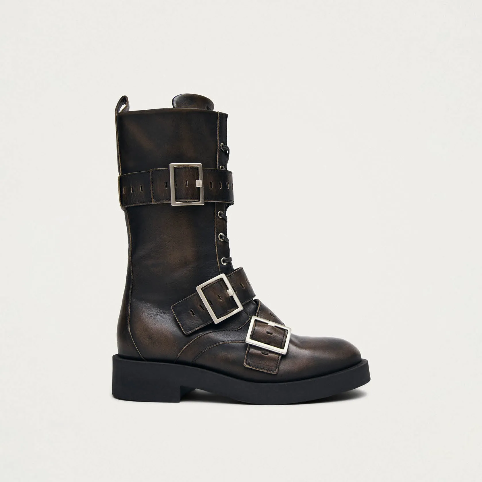 Avril Brushed Brown Leather Ankle Boots sold by Alohas product image thumbnail 3