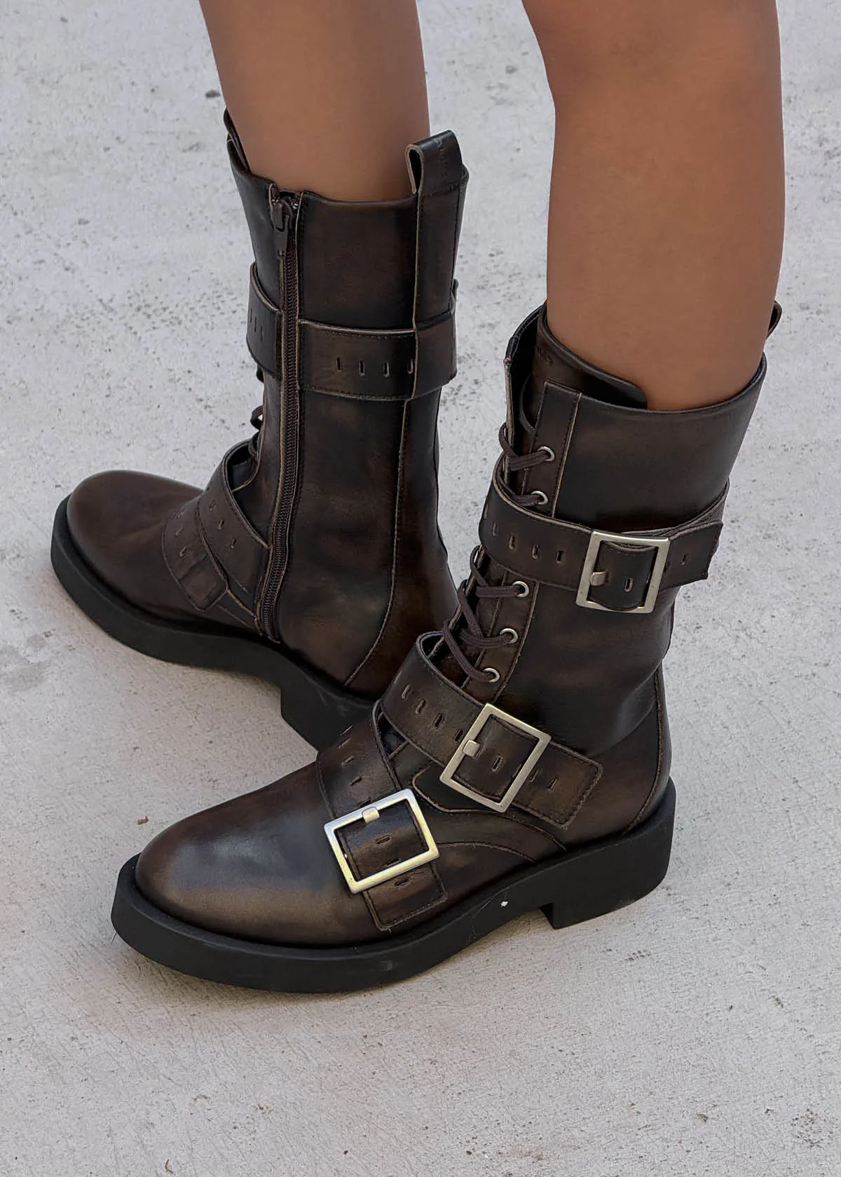Avril Brushed Brown Leather Ankle Boots sold by Alohas product image thumbnail 2
