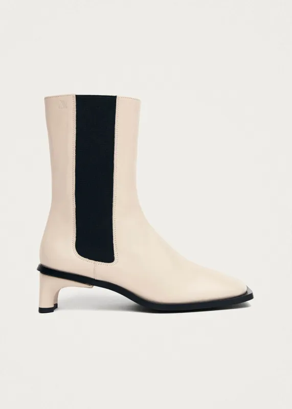 Elowen Rift Cream Leather Boots made by Alohas