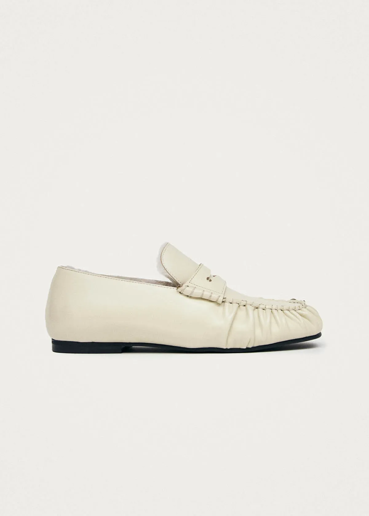 Aven Soft Cream Leather Loafers sold by Alohas