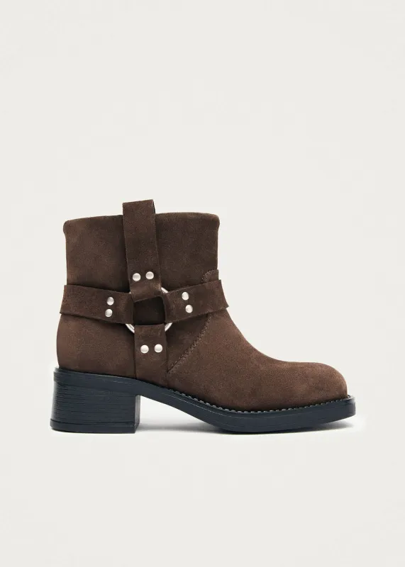 Evora Suede Brown Leather Ankle Boots sold by Alohas