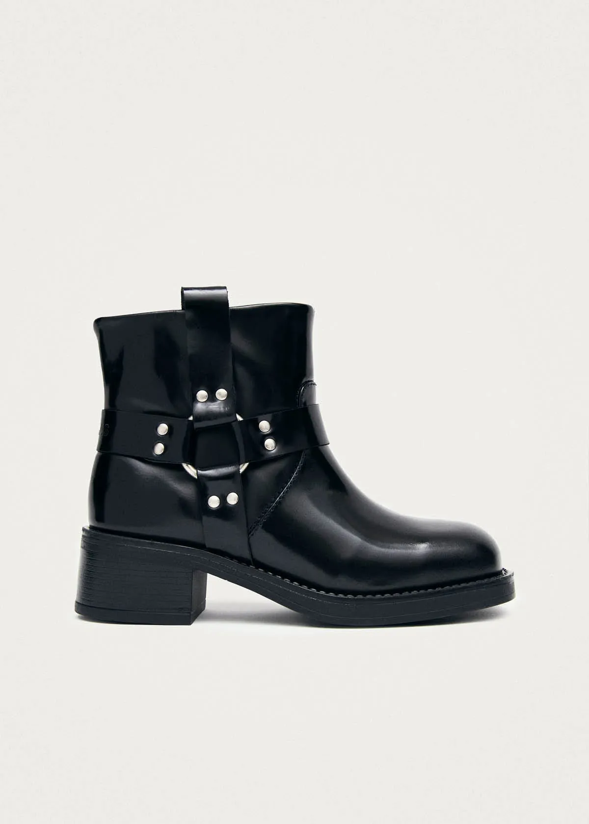 Evora Black Leather Ankle Boots sold by Alohas